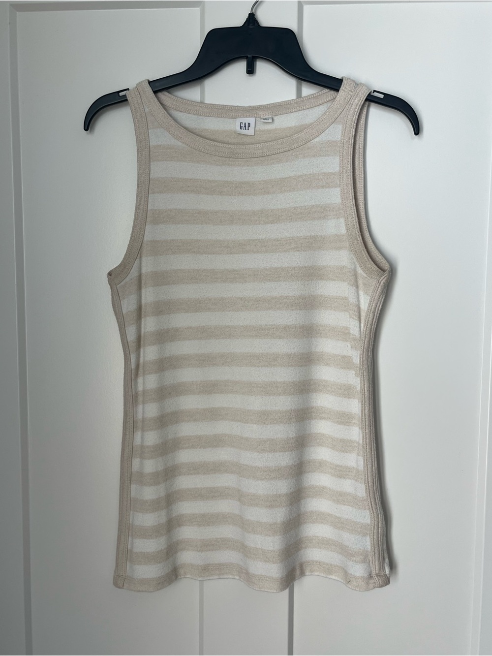 GAP Beige and White Striped Knit Tank